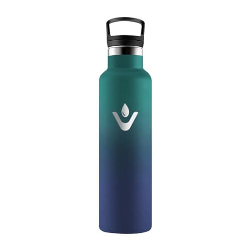 HoneyHolly Bouteille Isotherme 500ml, Gourde INOX à Double Paroi avec Paille, Réutilisable sans BPA, Anti-Fuite – Idéale — Vert Foncé & Bleu Foncé - 750 Ml