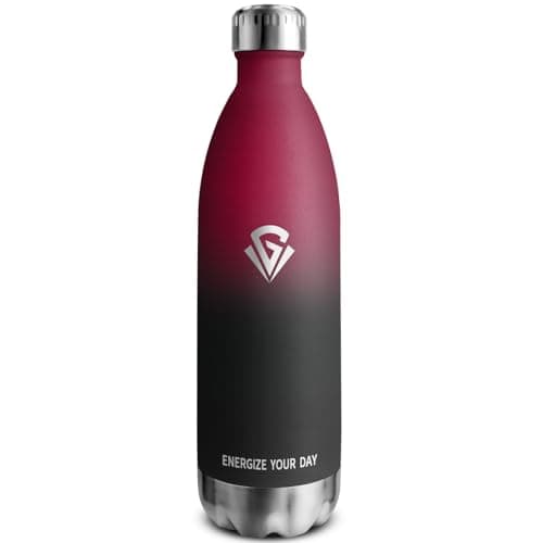 Bouteille Isotherme Inox 500ml pour Sport et École | Gourde Étanche et Durable | Anti BPA | Double Paroi | Bureau et Éco — Rouge - Noir