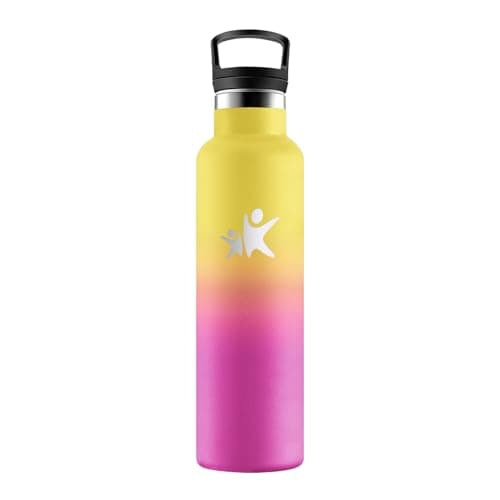 Gourde HoneyHolly Isotherme Enfant 500ML Anti-Fuite Isolation en Acier Inoxydable Réutilisable — Jaune & Rouge Rosé - 750ml