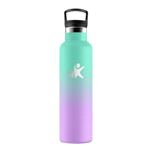Gourde HoneyHolly Isotherme Enfant 500ML Anti-Fuite Isolation en Acier Inoxydable Réutilisable — Vert Lac & Violet Clair - 750ml