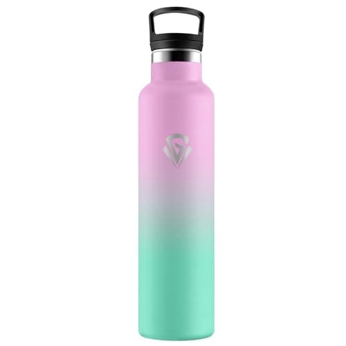 Gourde Isotherme Double Paroi 500ml, Bouteille Inox Étanche Sans BPA pour Enfants et Adultes, Idéale pour Bureau, Extéri — G丨rose + Vert Macaron