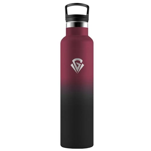 Gourde Isotherme Double Paroi 500ml, Bouteille Inox Étanche Sans BPA pour Enfants et Adultes, Idéale pour Bureau, Extéri — G丨rouge Foncé + Noir