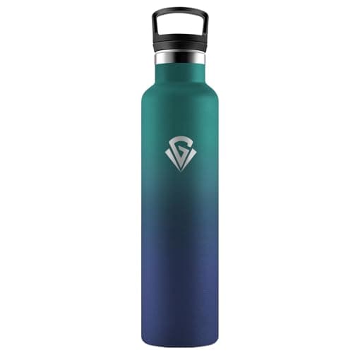 Gourde Isotherme Double Paroi 500ml, Bouteille Inox Étanche Sans BPA pour Enfants et Adultes, Idéale pour Bureau, Extéri — G丨armée Verte + Bleu Foncé