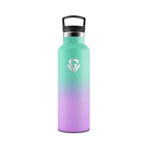 HoneyHolly Gourde Isotherme Anti-Fuite pour Enfants et Adultes 500ML, Réutilisable, Sans BPA, Acier Inoxydable à Double — Vert D'eau & Violet Clair - 500 Ml