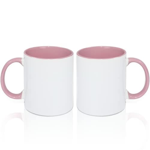 MR.R Lot de 2 tasses à café vierges en bleu clair 325 ml pour maison et bureau — Rose