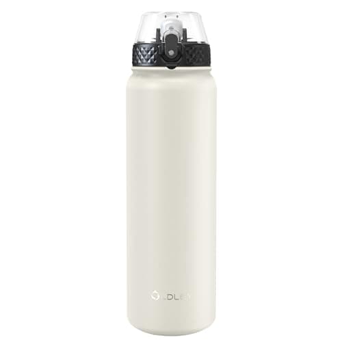 Gourde Oldley en Acier Inoxydable 1L Thermostique et Étanche - Idéale pour Vélo et Camping - Maintient le Boisson Frais — Crème