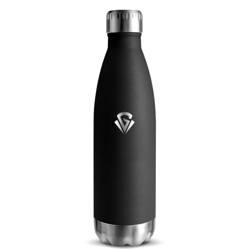 Grsta Gourde Isotherme - Gourde Enfant BPA-Free Anti-Fuite, 500ml pour École Campagne Voyage, 24h Froid & 12h Chaud, Ros — Noir