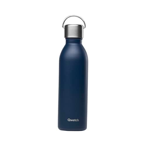 Qwetch Bouteille Isotherme Inox 600ml Active - Compacte et Sans BPA - Idéale pour Sport et Voyage — Bleu Marine