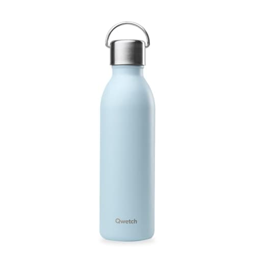 Qwetch Bouteille Isotherme Inox 600ml Active - Compacte et Sans BPA - Idéale pour Sport et Voyage — Bleu Pastel