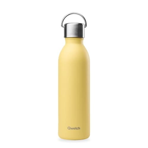 Qwetch Bouteille Isotherme Inox 600ml Active - Compacte et Sans BPA - Idéale pour Sport et Voyage — Citron