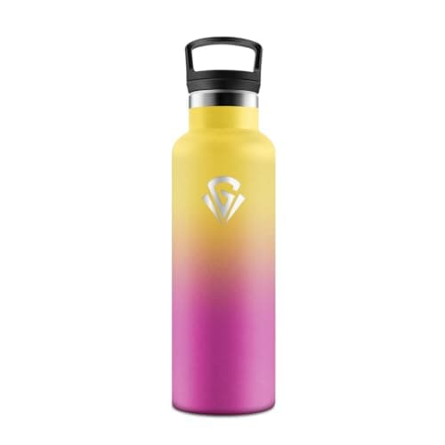 HoneyHolly Gourde Isotherme Anti-Fuite pour Enfants et Adultes 500ML, Réutilisable, Sans BPA, Acier Inoxydable à Double — Jaune & Rose Rouge - 750 Ml