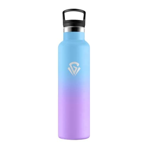 Gourde Isotherme Acier Inoxydable 500ml pour Enfant et Adulte - Randonnée et Gym - Étanche, Réutilisable, sans BPA — G丨bleu + Tout Violet Foncé