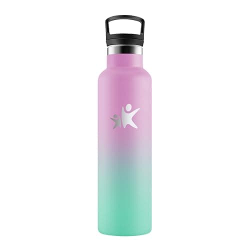KollyKolla Gourde Isotherme Enfant 500ml, Bouteille Acier Inoxydable Étanche Réutilisable, sans BPA, Gourde Paille, Bout — Kk丨rose + Vert Macaron