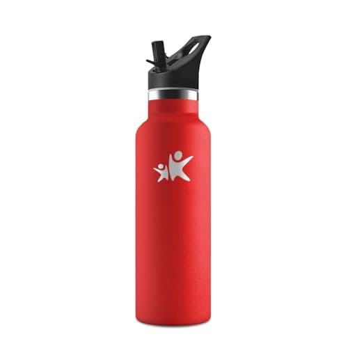 HoneyHolly Gourde Isotherme 500 ML, Gourde INOX Anti-Fuite avec Paille + Isolation sous Vide, Bouteille d'eau sans BPA R — Rouge - 500 Ml