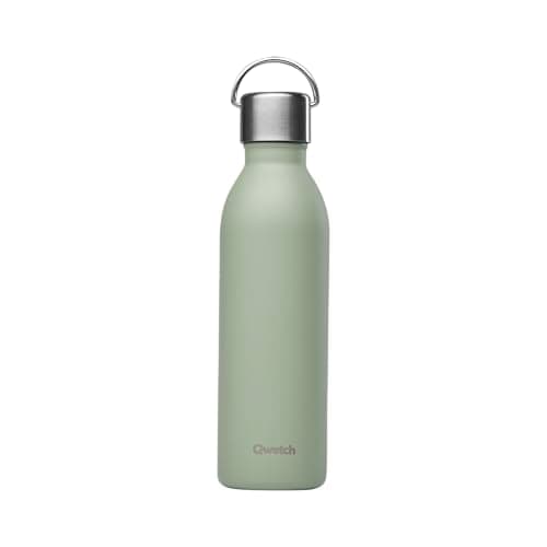 Qwetch Bouteille Isotherme Inox 600ml Active - Compacte et Sans BPA - Idéale pour Sport et Voyage — Vert Tilleul