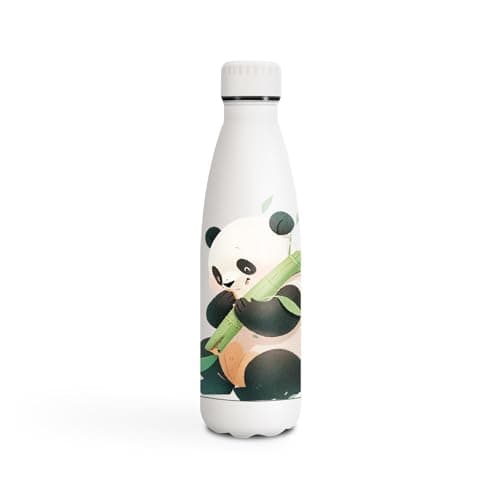 Gourde Inoxydable KollyKolla Isotherme 500ml Impression 3D Sans BPA Reutilisable Enfant Adulte Sport Bureau — 500ml Panda-blanc