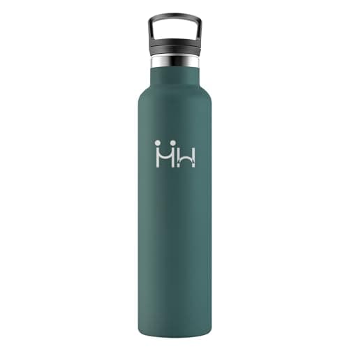 Bouteille Isotherme Acier Inoxydable 500ml Double Paroi, Étanche Réutilisable sans BPA avec Paille, pour Cyclisme Randon — Hh丨vert Armée