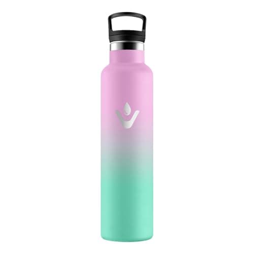 HoneyHolly Bouteille Isotherme 500ml, Gourde INOX à Double Paroi avec Paille, Réutilisable sans BPA, Anti-Fuite – Idéale — Rose Clair & Vert Clair - 1000 Ml