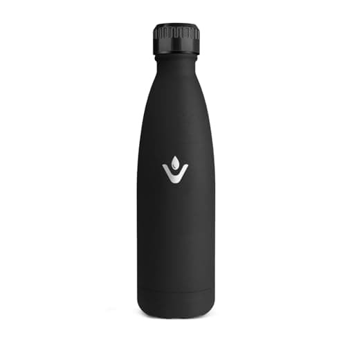 Gourde Enfant HoneyHolly Acier Inoxydable 18/8 Bleu Foncé Étanche Double Isolation Pour Camping Écoles Gymnases — Noir - 500ml