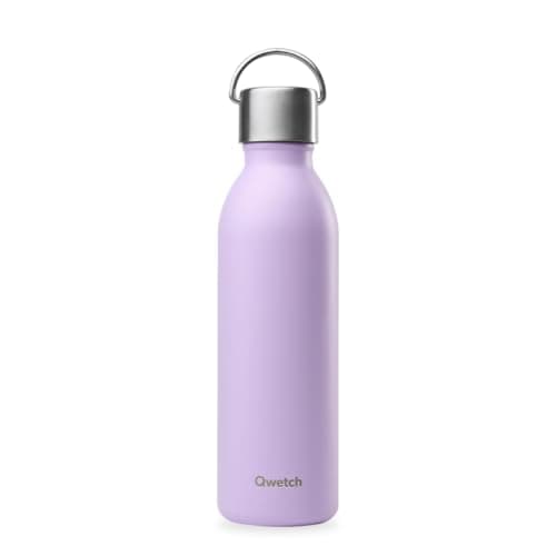 Qwetch Bouteille Isotherme Inox 600ml Active - Compacte et Sans BPA - Idéale pour Sport et Voyage — Lavande