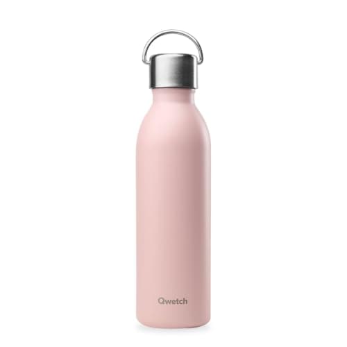 Qwetch Bouteille Isotherme Inox 600ml Active - Compacte et Sans BPA - Idéale pour Sport et Voyage — Rose Pastel