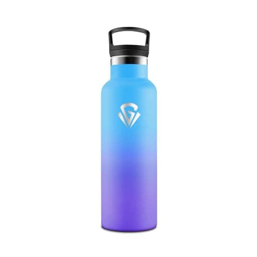 HoneyHolly Gourde Isotherme Anti-Fuite pour Enfants et Adultes 500ML, Réutilisable, Sans BPA, Acier Inoxydable à Double — Bleu Ciel & Violet - 500 Ml