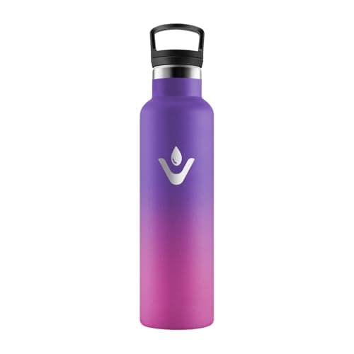 HoneyHolly Bouteille Isotherme 500ml, Gourde INOX à Double Paroi avec Paille, Réutilisable sans BPA, Anti-Fuite – Idéale — Violet Foncé & Rose Rouge - 750 Ml