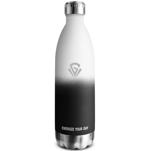 Bouteille Isotherme Inox 500ml pour Sport et École | Gourde Étanche et Durable | Anti BPA | Double Paroi | Bureau et Éco — Blanc - Noir