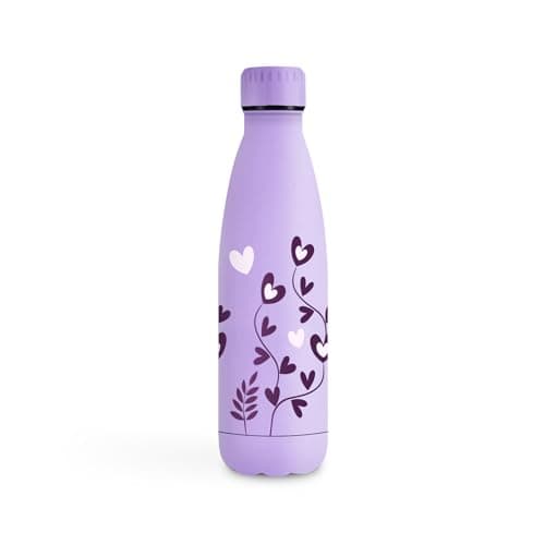 Gourde Inoxydable KollyKolla Isotherme 500ml Impression 3D Sans BPA Reutilisable Enfant Adulte Sport Bureau — 500ml Fleurs de Cœur