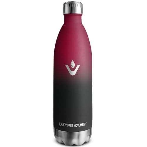 Goutte Isotherme Réutilisable 500ml, Inox Double Paroi Sans BPA, Bouteille Étanche Idéale pour Enfants et Adultes - Bure — Rouge - Noir