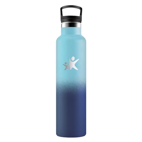 KollyKolla Gourde Isotherme Enfant 500ml, Bouteille Acier Inoxydable Étanche Réutilisable, sans BPA, Gourde Paille, Bout — Kk丨bleu + Bleu Foncé