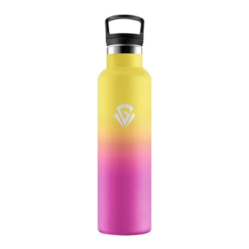 Gourde Isotherme Acier Inoxydable 500ml pour Enfant et Adulte - Randonnée et Gym - Étanche, Réutilisable, sans BPA — G丨jaune + Rose Barbie