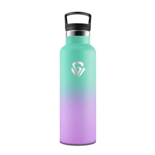 HoneyHolly Gourde Isotherme Anti-Fuite pour Enfants et Adultes 500ML, Réutilisable, Sans BPA, Acier Inoxydable à Double — Vert D'eau & Violet Clair - 750 Ml