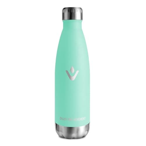 Goutte Isotherme Réutilisable 500ml, Inox Double Paroi Sans BPA, Bouteille Étanche Idéale pour Enfants et Adultes - Bure — Vert Bleu