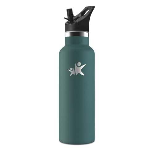 HoneyHolly Gourde Isotherme 500 ML, Gourde INOX Anti-Fuite avec Paille + Isolation sous Vide, Bouteille d'eau sans BPA R — Vert Kaki - 750 Ml