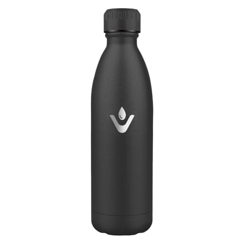 Gourde Enfant HoneyHolly Acier Inoxydable 18/8 Bleu Foncé Étanche Double Isolation Pour Camping Écoles Gymnases — Noir - 1000ml
