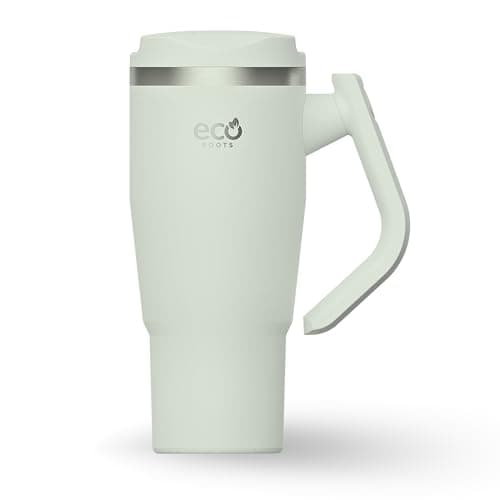 Evergreen ECOROOTS - Tasse Café Isotherme | Couvercle Antifuite | Acier Inoxydable | Sans BPA | Thermo Café Voyage | Tas — Blanc Neige