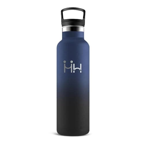 Bouteille Isotherme Inox 500ml Facile à Transporter Pour Bureau Voyage Camping École 24h Froid 12h ChaudSans BPA — Bleu Foncé-noir