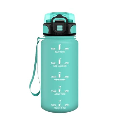 HoneyHolly Gourde Paille 500ml Sans BPA Étanche Bouteille de Motivation avec Marqueur de Temps pour Gym Ecole Sport Cycl — Vert