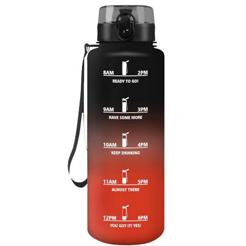 Gourde HoneyHolly Sport 500ml, Filtrante et Temps Marcateur, Idéale pour Sport, Fitness et Yoga, Sans BPA, 500ml — Noir & Rouge-1.5l