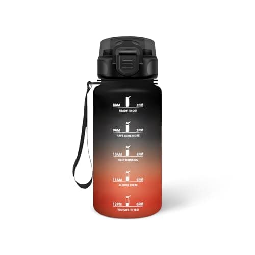 Gourde Enfant 500ml Noire-Rouge, Anti-Fuite et Facile à Nettoyer, Idéale pour l'École, Velo et Voyage — Noir-rouge