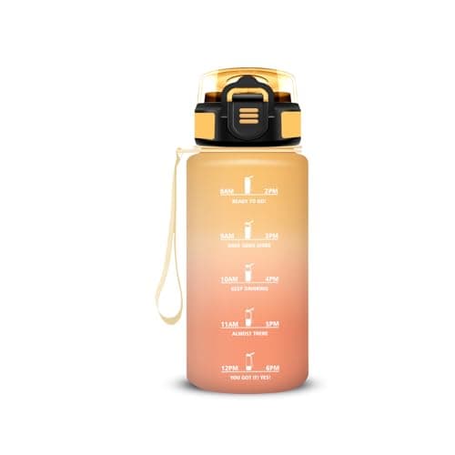 Gourde Enfant 500ml Anti Fuite pour École et Sports with Motivation Slogan | Facile à Nettoyer, Ideale pour Camping et V — Jaune-orange