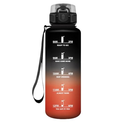 KollyKolla Gourde Enfant 500ml Étanche Sans BPA pour Sport Bureau École — 50oz-1500ml | Noir + Rouge