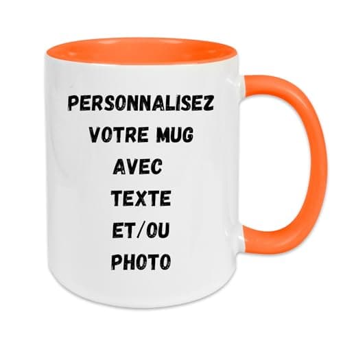 Fapadjo Mug Personnalisable Photo Texte, Tasse Café Prénom, Cadeau Anniversaire et Naissance, Souvenir Collegen — Orange