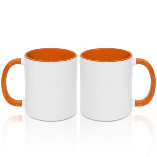 MR.R Lot de 2 tasses à café vierges en bleu clair 325 ml pour maison et bureau — Orange