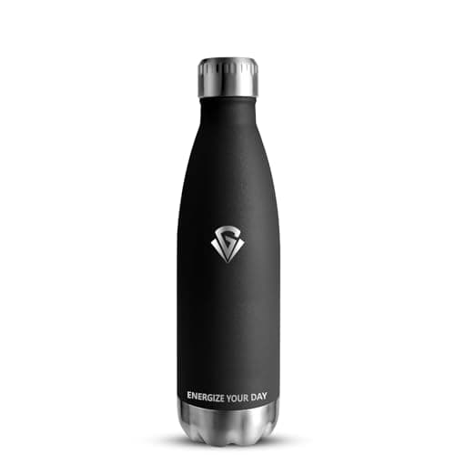 Gourde Isotherme Grsta 500ml pour Enfant et Sport - Bouteille Inox Reutilisable - Bouteille d'Eaupour Sport, École et Gy — Noir-6c