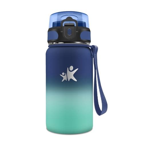 Gourde Isotherme KollyKolla 500ml pour Enfant | Étanche, Reutilisable sans BPA, pour l'école et le Bureau | Fitness — 500ml丨bleu Foncé + Lac Vert