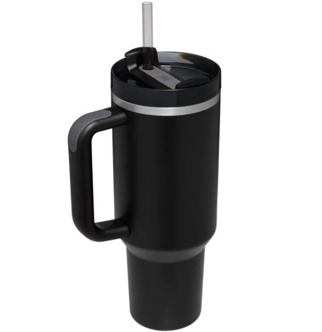 Tasse Inox Grande Capacité Rose Clair - Élevé en Paille pour Voiture - Tasse Extérieure American Style — Noir