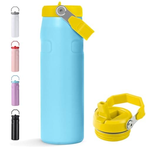 Gourde Isotherme Inox Sans BPA à Double Paroi Noir pour Adultes, Sport et Bureau Anti-Fuite Grande Capacité 720ml — Bleu