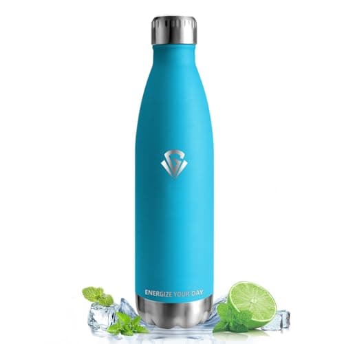 Vikastar Gourde Isotherme 500ml Sans BPA, Gourde Inox Anti-Fuites pour Enfants et Adultes, Sport, École, Gym – Bouteille — Bleu Ciel
